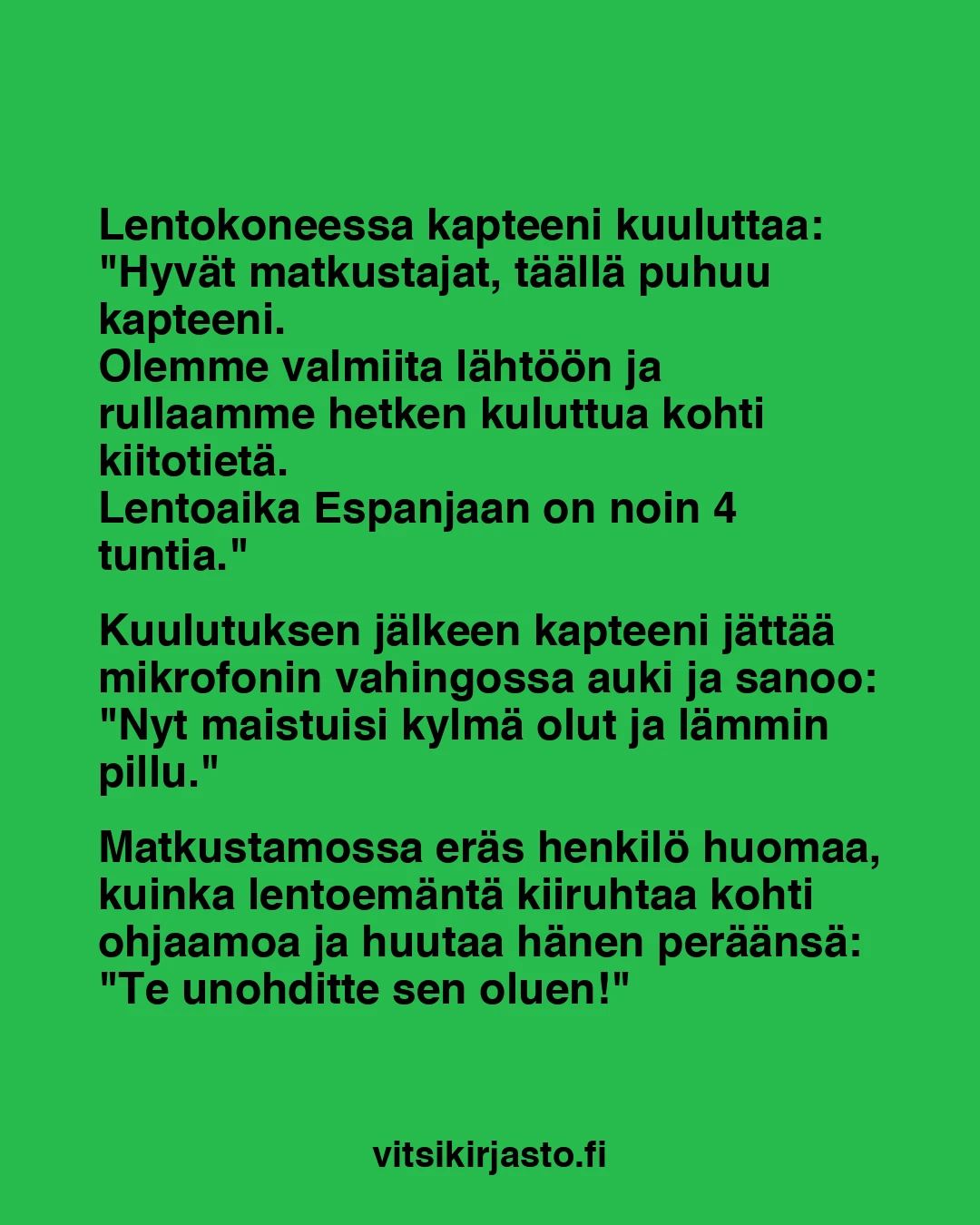 Lentokoneessa kapteeni kuuluttaa